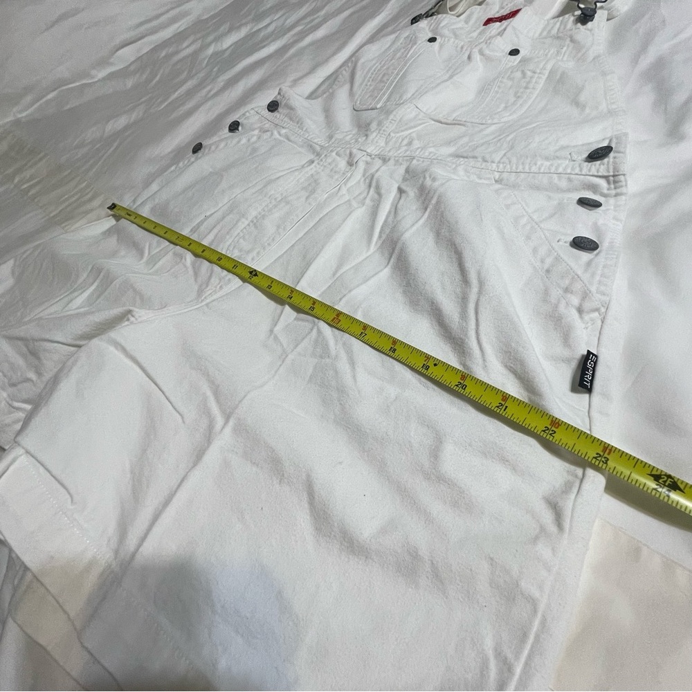 Esprit White Cotton Denim Overalls Y2k Country Co… - image 8